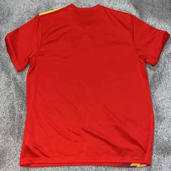 Red Zig zag SS Adidas 2018 Spain National Team futbol soccer t shirt jersey sewn - Picture 3 of 3